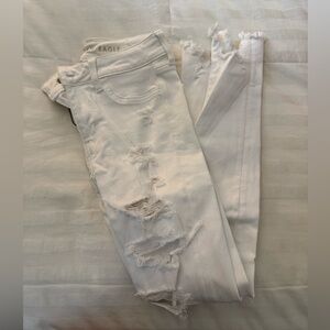 American Eagle Outfitters White Ripped Skinny Jeans | Women’s 0